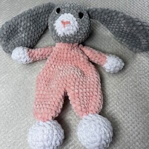 Handmade Crochet Bunny Plush Stuffed Animal Nursery Decor Pink Gray White‎